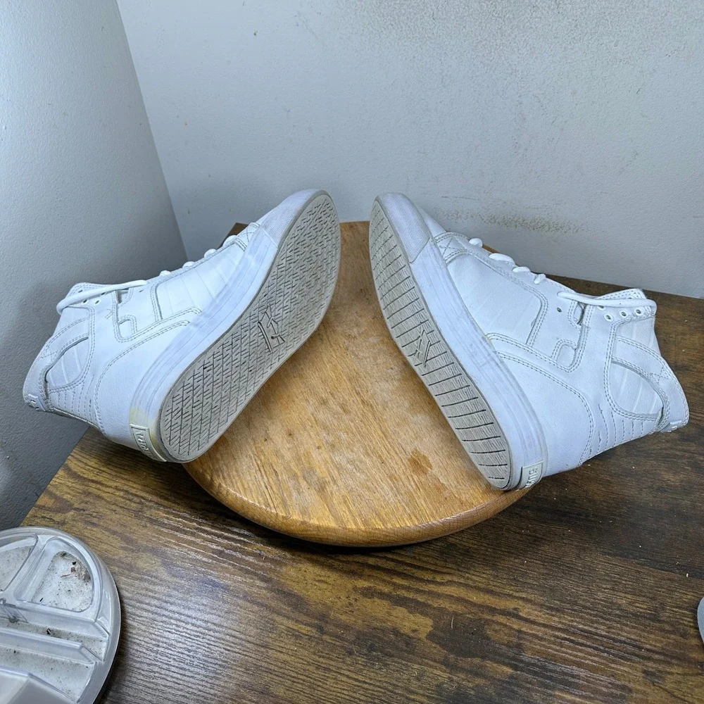 Supra Muska 001 Skytop Mens White Leather High Top Skate Shoes Size 8.5